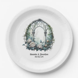 Plato De Papel Ventana de Castillo de Fantasía Oscura Boda Gótica