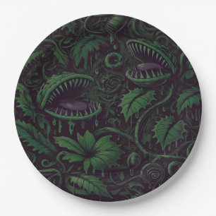 Plato De Papel Venus atrapamoscas Slime verde fiesta de Halloween