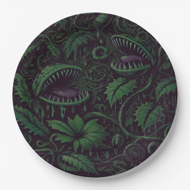 Plato De Papel Venus Flytrampa Green Slime Halloween Party (Anverso)