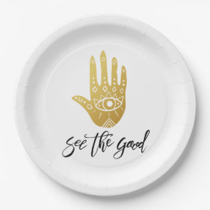 Plato De Papel Ver el Buen Hamsa