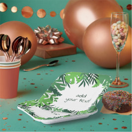 Plato De Papel veraniego selva tropical hojas personalizado texto