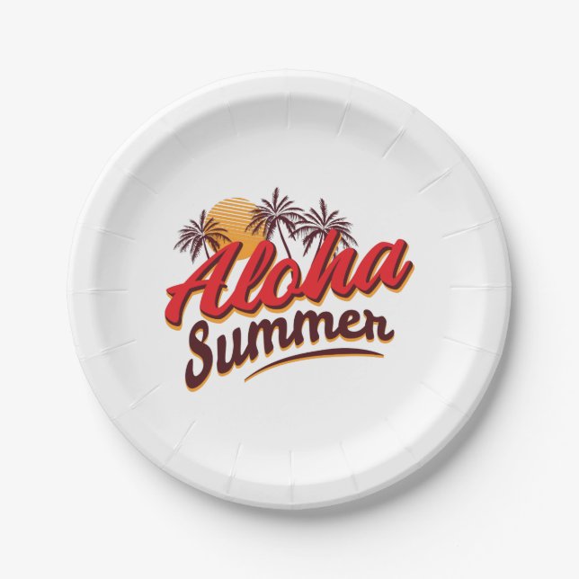 Plato De Papel Verano Aloha (Anverso)