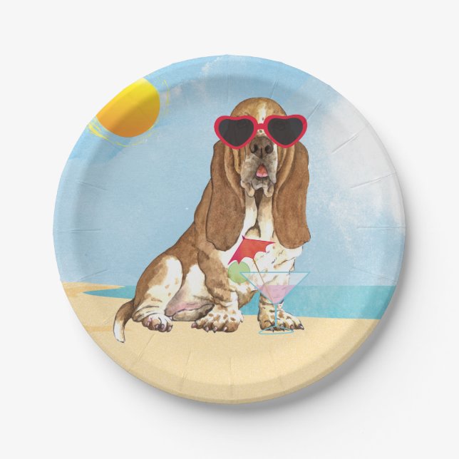 Plato De Papel Verano Basset Hound (Anverso)