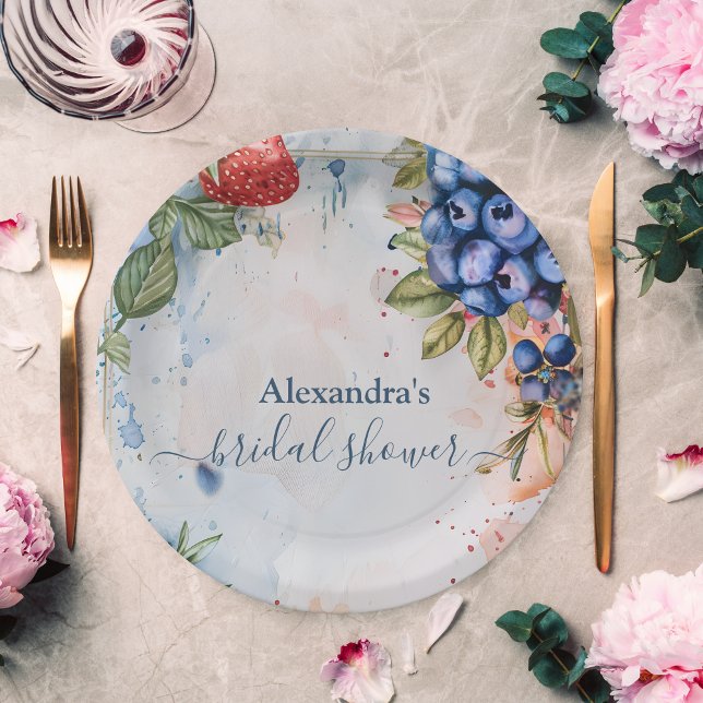 Plato De Papel Verano Berry Sweet Strawberry Bridal Shower (Subido por el creador)