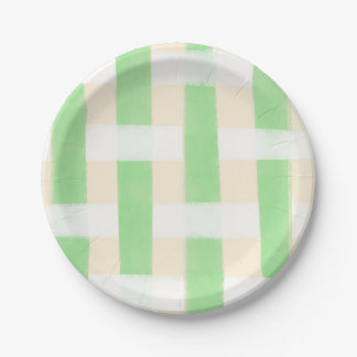 Plato De Papel Verano de Cuadros Verdes
