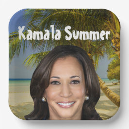Plato De Papel Verano de Kamala 2024