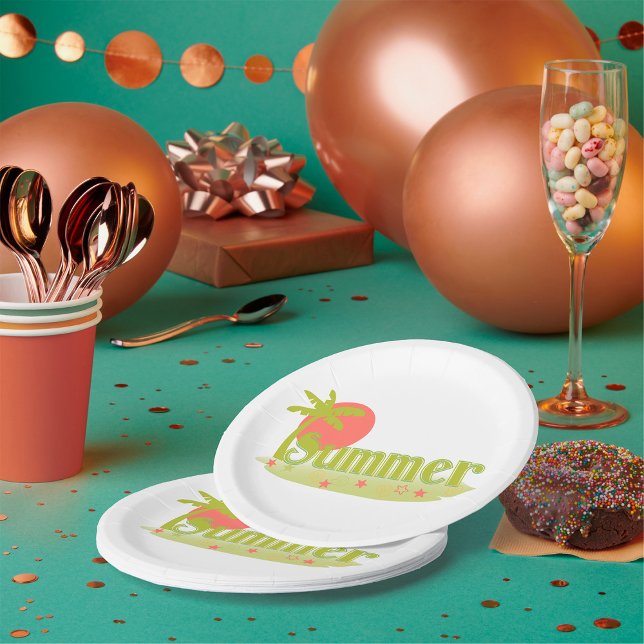 Plato De Papel Verano de palmeras con sol y playa (Subido por el creador)