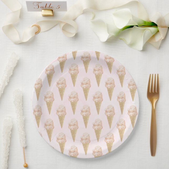 Plato De Papel Verano de patrón de crema de hielo acuático (Boda)