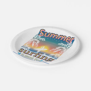 Plato De Papel Verano - El Surf Es Lo Más Divertido