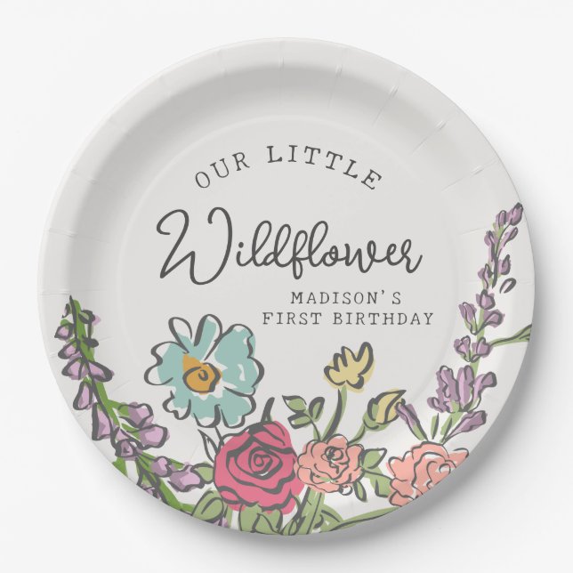 Plato De Papel Verano Fiesta Bright Floral Birday Party (Anverso)