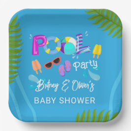 Plato De Papel Verano Fiesta Neutral Baby Shower Pool