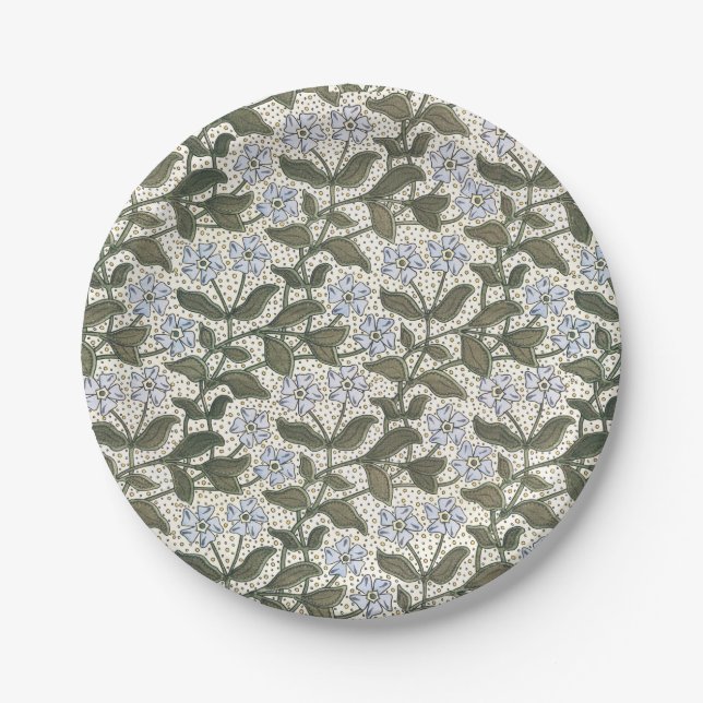Plato De Papel Verano Periwinkle Bonito Flor Elegante Floral (Anverso)