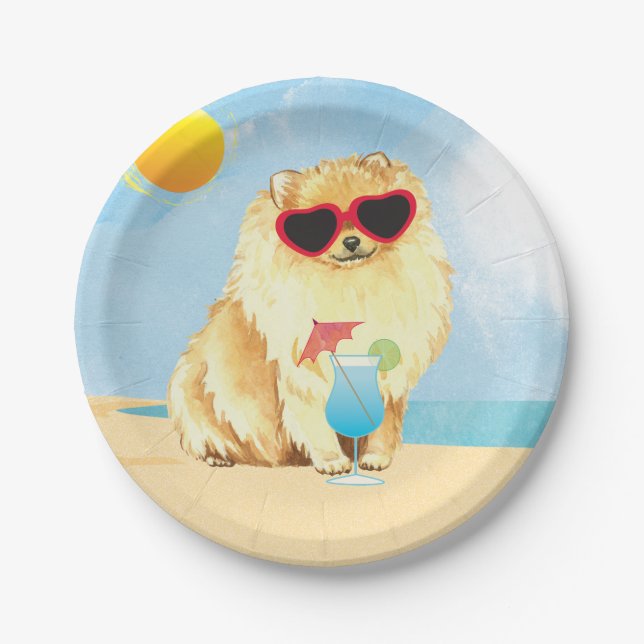 Plato De Papel Verano Pomeranian (Anverso)
