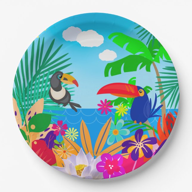 Plato De Papel Verano tropical (Anverso)