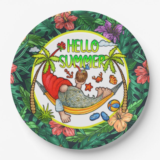 Plato De Papel Verano tropical (Anverso)