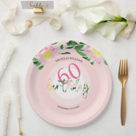 Plato De Papel Verano Tropical De Color Floral Rosa