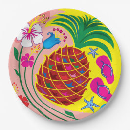 Plato De Papel Verano Tropical de Piña