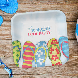 Plato De Papel Verano tropical dulce Flip Flops piscina Fiesta Di