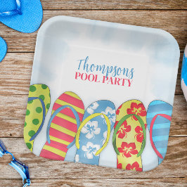 Plato De Papel Verano tropical dulce Flip Flops piscina Fiesta Di