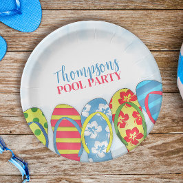 Plato De Papel Verano tropical dulce Flip Flops piscina Fiesta Di
