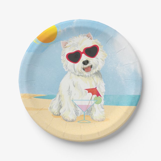 Plato De Papel Verano Westie (Anverso)