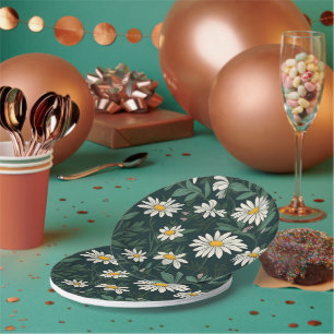 Plato De Papel Verano White Daisy Meadow