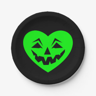 Plato De Papel verde ácido halloween corazón gótico san valentín
