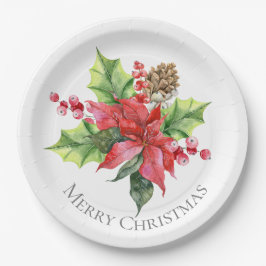 Plato De Papel Verde acuarela para Navidad 