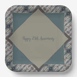 Plato De Papel Verde azulado con marrón gris