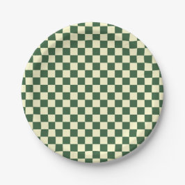 Plato De Papel Verde Cazador y Cuadro de Crema