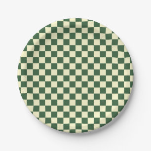 Plato De Papel Verde Cazador y Cuadro de Crema