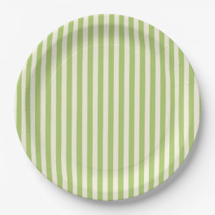 Plato De Papel Verde Claro a Rayas Ticking Vintage Casa de Campo