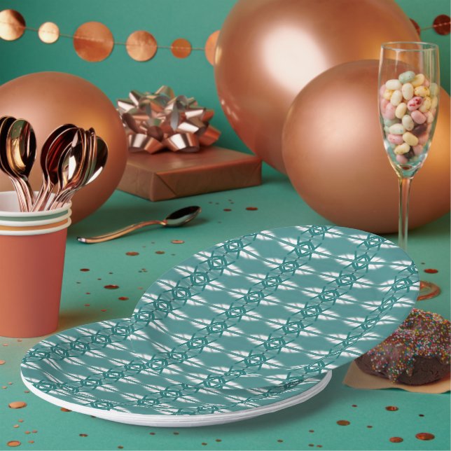 Plato De Papel Verde con placa de papel blanco (Multi)