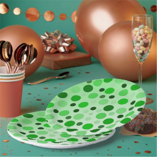 Plato De Papel Verde con puntos de polka envidiables,