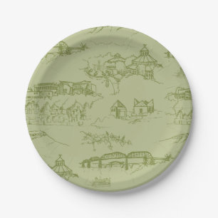 Plato De Papel Verde de Chattanooga Toile