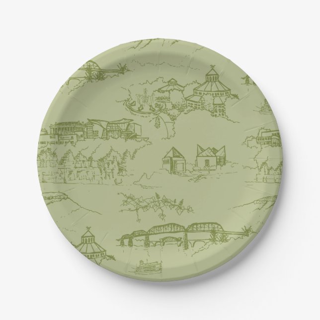 Plato De Papel Verde de Chattanooga Toile (Anverso)