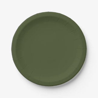 Plato De Papel Verde Ejército Color Sólido