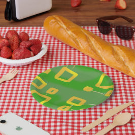 Plato De Papel Verde geométrico
