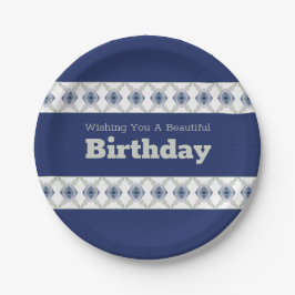 Plato De Papel Verde Gris Azul Y Blanco