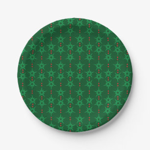 Plato de papel verde guirnalda Mid Mod de 7"