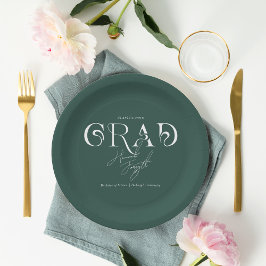 Plato De Papel Verde Moderno Minimalista | Fiesta de Graduación