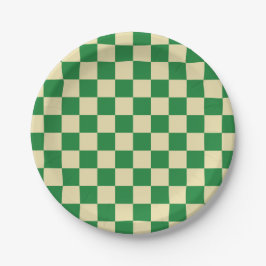Plato De Papel Verde oscuro controlado y beige