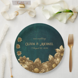 Plato De Papel Verde oscuro vintage