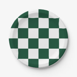 Plato De Papel Verde perenne Cuadros verde/ blanco