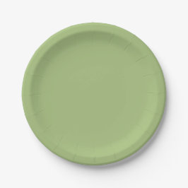 Plato De Papel Verde Pistacho Moderno Color Sólido Plano
