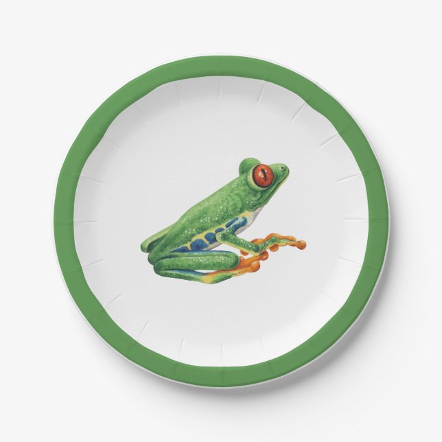 Plato De Papel Verde Rana (Anverso)