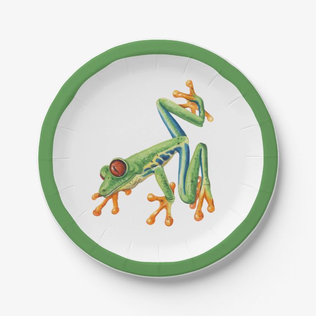 Plato De Papel Verde Rana (Anverso)
