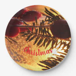 Plato De Papel Verde Rojo Y Oro De Borgoña