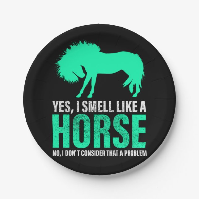 Plato De Papel Verde Sí, Huelo Como Un Caballo (Anverso)