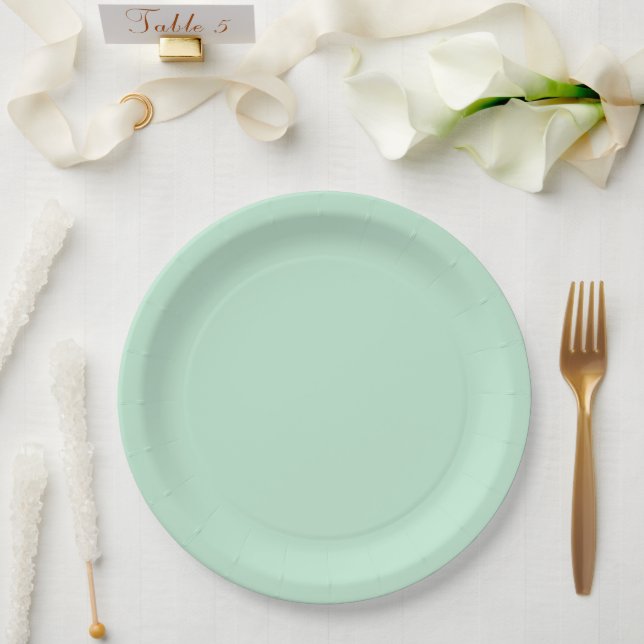 Plato De Papel Verde tropical pastel (Boda)